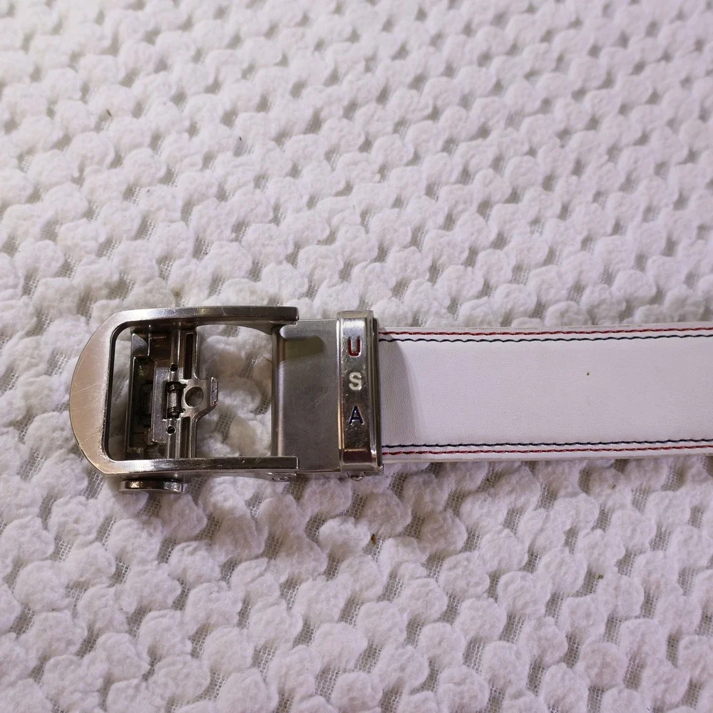 Nexbelt Mens 32 Ratchet Belt White Leather USA Buckle 100-923-BP-06-20-W